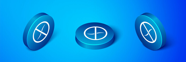 Isometric Anti worms parasite icon isolated on blue background. Blue circle button. Vector.