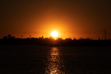 sunset over the river