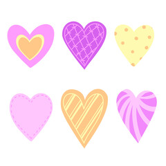 hearts pink set on the white background