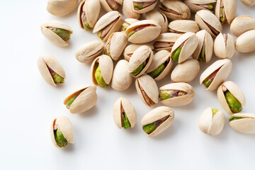 Pistachios on a white background