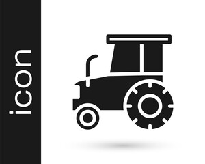 Black Tractor icon isolated on white background. Vector.