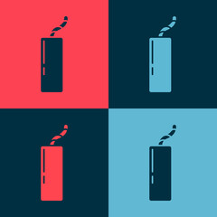 Pop art Detonate dynamite bomb stick and timer clock icon isolated on color background. Time bomb - explosion danger concept. Vector.