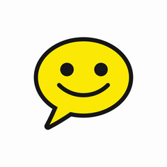 Bubble chat emoticon single icon. Happy emoticon sign. Smile chat line icon. Speech bubble symbol.