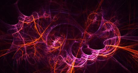 3D rendering abstract multicolor fractal light background