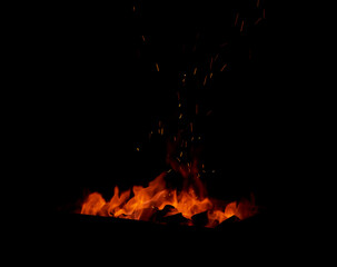 Fire on black background