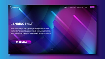 Geometric landing page background. Fluid shape texture. Multi color gradient. Eps10 vector