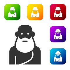 Black Socrates icon isolated on white background. Sokrat ancient greek Athenes ancient philosophy. Set icons in color square buttons. Vector.