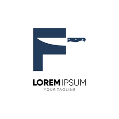 Letter F Knife Logo Design Vector