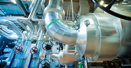 Industrial zone, Steel pipelines, valves and cables