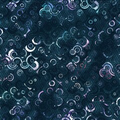 Lux navy and white iridescent geo seamless pattern. High quality illustration. Geometric shapes overlayed with holographic faded blurry colors and blobs in a marble like pattern. Futuristic design.