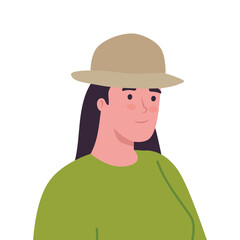 woman cartoon with hat design, Girl female person people human and social media theme Vector illustration