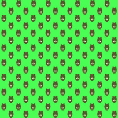 Brown bear standing front view on a green background repeat pattern