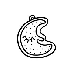  Gingerbread moon. Hand drawn vector illustration in Doodle style