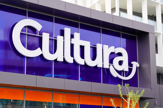 cultura logo smiley and sign text for shop facade of cultural creative hobbies and bookshop