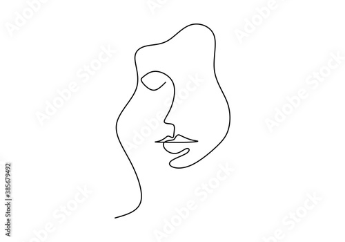 Abstract Poster With Minimal Beautiful Woman Face One Line Drawing Fashion Beauty Model With A White Background The Concept Of Skin Beauty Care For Young Female Models Vector Sketch Illustration Wall Mural Ngupakarti