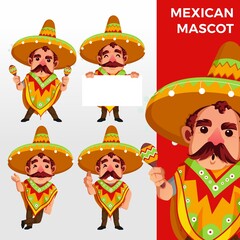 mexican sobrero mascot character set logo vector icon illustration