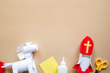 paper craft for kids. DIY toy Saint Nicholas and white horse for sinterklaas day. create art for...