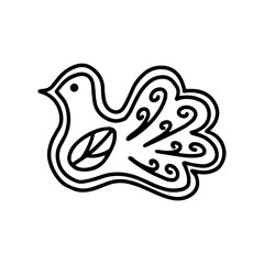  Gingerbread bird. Hand drawn vector illustration in Doodle style
