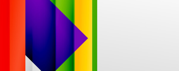 Geometric abstract backgrounds with shadow lines, modern forms, rectangles, squares and fluid gradients. Bright colorful stripes cool backdrops