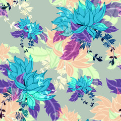 Fototapeta na wymiar Beautiful seamless floral pattern background 