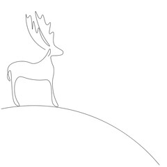 Deer animal line drawing. Vector illustration