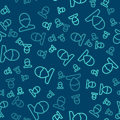 Green line Vandal icon isolated seamless pattern on blue background. Vector.