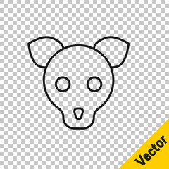 Black line Dog icon isolated on transparent background. Vector.