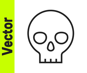 Black line Human skull icon isolated on white background. Vector.