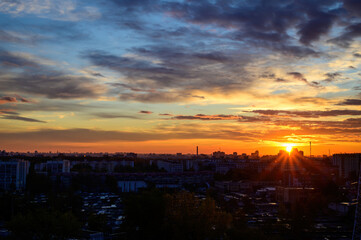 Night landscape photo of morning sunrise over the horizon. Varie