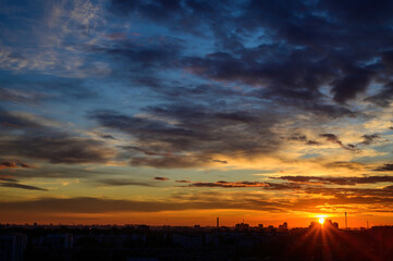 Color variety concept. Photo of a night landscape morning sunris