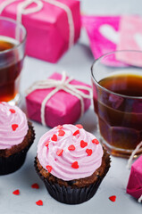 Chocolate chips chocolate cupcakes for Valentine's day
