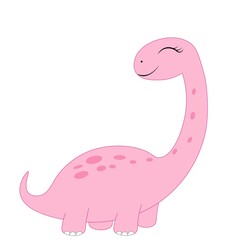 cute pink dinosaur vector illustration
