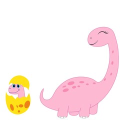 cute pink dinosaur vector illustration
