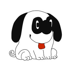 Happy cool dog drawn by hands in the style of a cartoon. For children s clothing, postcards, children s games and books. vector illustration isolated on a white background.