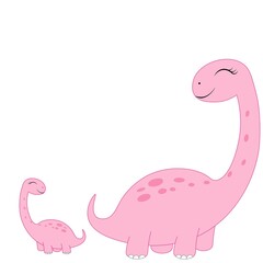 cute pink dinosaur vector illustration