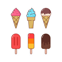 Ice cream icon set. Vector Illustration