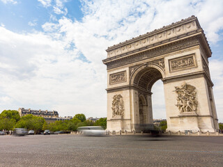 Fototapeta na wymiar Triumphal arch in Paris France long exposure