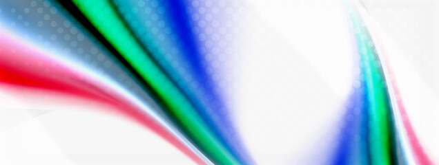 Abstract Background. Smooth flowing lines, blurred waves, rainbow color style stripes. Vector illustrations for covers, banners, flyers and posters and other