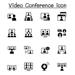 Set of Video conference Icons. Vector illustration graphic design
