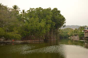 Surfing and cliff diving by the waterfalls in El Salvador, Central America