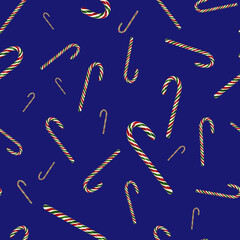 Fototapeta na wymiar Christmas candy stick, seamless pattern, blue background, photo.USA