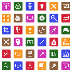 Fototapeta premium Graphic Design Icons. White Flat Design In Square. Vector Illustration.