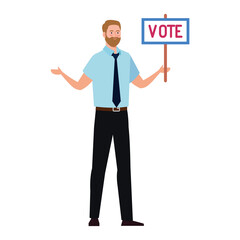 man holding vote banner design, President election government and campaign theme Vector illustration