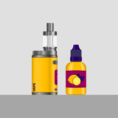 Realistic vector set of electronic cigarettes and e-liquid for vaping. vector illustration.