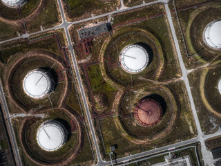 Oil storage, aerial view.