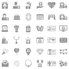 Gift And Surprise Icons. Gray Flat Design. Vector Illustration.