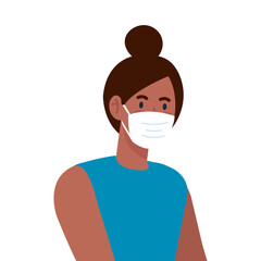 New normal of black woman with mask design of covid 19 virus and prevention theme Vector illustration