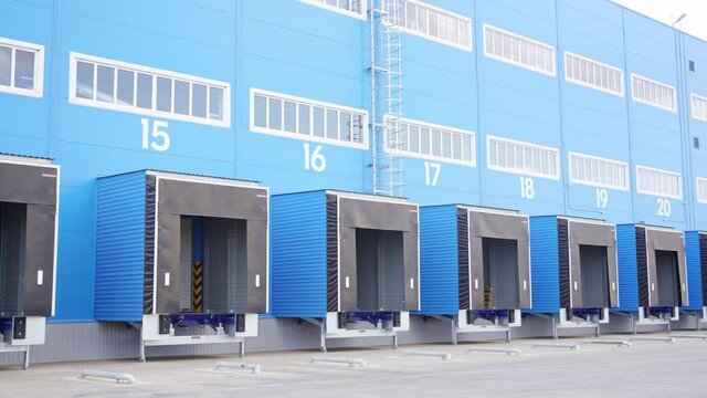 loading platforms in the warehouse. large logistics center for an online store.