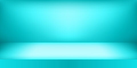 Obraz premium Empty blue color studio. Room background, product display with copy space for display of content design. Vector illustration