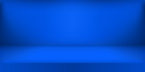 Empty blue color studio. Room background, product display with copy space for display of content design. Vector illustration